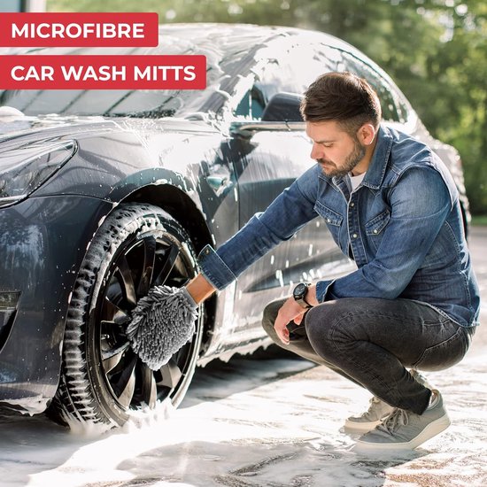 Microfiber washandje auto grote shaggy handschoen wassen handschoen pluisvrij - verpakking van 2 stuks Microfiber washandje voor de auto, grote shaggy handschoen, washandschoen zonder pluis - verpakking van 2 stuks.