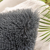 Set van 2 kussenslopen, kunstbont, bankkussen, decoratief sierkussen, knuffelkussen, behaaglijk, bankkussen, superzacht, kussensloop voor bank, 45 x 45 cm, blauwgrijs