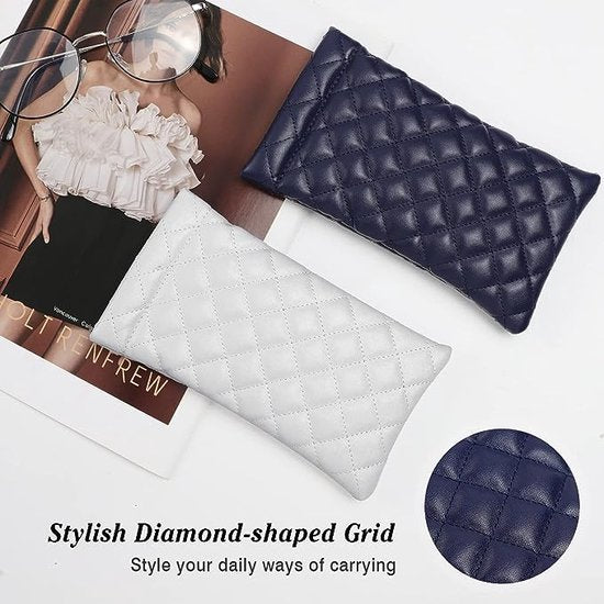 Brillenkoker, 2-delige zonnebrillenkoker met kliksluiting voor dames heren meisjes, draagbare brilorganisator voor brillen leesbril zwembril blauwe lichtbril - wit + blauw