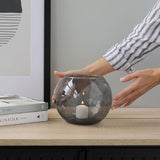 Kogelvaas glas Ø 19 cm H: 15,5 cm planten terrarium vaas grijs glazen vaas ronde vaas kleurrijke vis kom deco grijze vaas hydrocultuur vaas ronde vaas kandelaar | Olivia