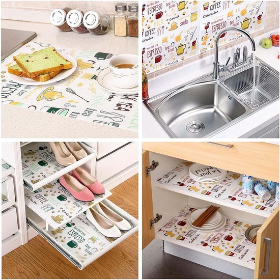 Schuifladenmatten voor keuken, 30 x 500 cm, antislip, met schuifladen, op maat te snijden, antislipmat, waterdicht, koelkastmat voor planken, kasten, laden, koelkasten, thuis, kantoor, rood, blauw