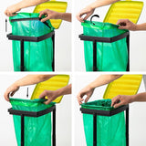 Trash bag stand, trash bag holder up to 120 liters, set of 3, yellow lid, adjustable in height, odorless, yellow bag stand with clamp ring.