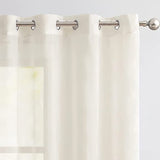 Doorschijnend gordijn met oogjes, transparant gordijn, set van 2, lichtbeige, 225 cm