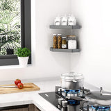 Doucheplank zonder boren doucherek aluminium driehoek douchemanden 2 stuks badkamerrek met 2 haken badkamerrek keukenrekken, lichtgrijs