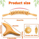 Massageroller hout & trigger houten set, massageroller met handgreep, massagestaafjes triggerpunt, rug massageapparaat hout, handmassagehulp voor benen en schouders, houten therapie massagegereedschap