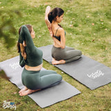 2-in-1 yogamat, bekleed en antislip, gymnastiekmat met yogastrap, fitnessmat inclusief e-book workout, sportmat, afmetingen 173 x 61 cm, grijs