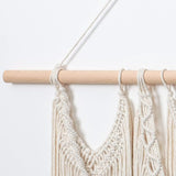 Macramé wandtapijt, boho-decoratie, groot handgeweven tapijt, slaapkamer, wanddecoratie, woonkamer, balkondecoratie, 90 x 90 cm (beige)