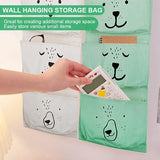 SCHYIDA 3 stuks hangende tas voor aan de muur, hangende opbergtas, hangende organizer met 3 halve cirkelvormige vakken, voor kinderkamer, badkamer, slaapkamer, grijs/groen/wit