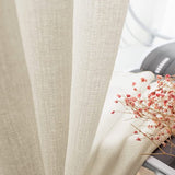 Gordijnen beige transparant linnenlook voile gordijnen voor woonkamer slaapkamer set van 2 225x140cm