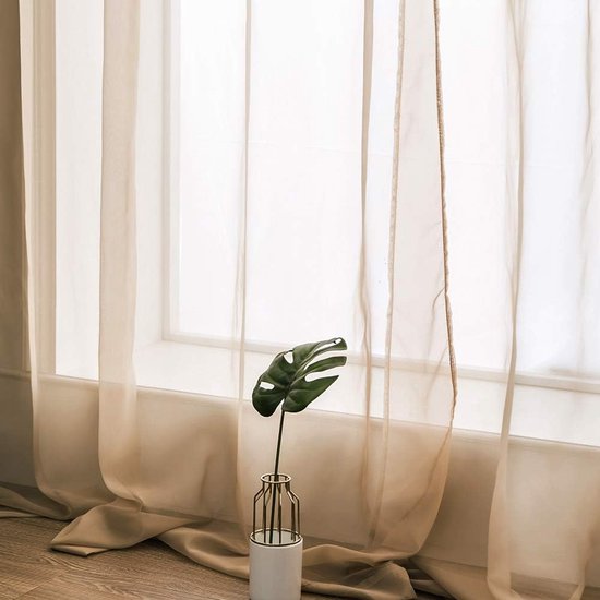 Gordijn, 245 cm x 140 cm (H x B). Aantal: 2 stuks ,bruin