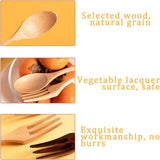 Pak van 6 houten bestekvorkenlepels, kleine vorkenlepels hout, houten keukengerei in Janpanese stijl, cakelepel en vorkset, dessertvorken en lepels, voor keuken thuis restaurant buiten
