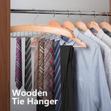 Dasshouder, stropdassenstandaard, dassenorganizer voor kast met 24 haken, stropdassenriemstandaard van natuurlijk hout, kastorganizer voor stropdas, sjaal, pochet, riem, hijab-accessoires