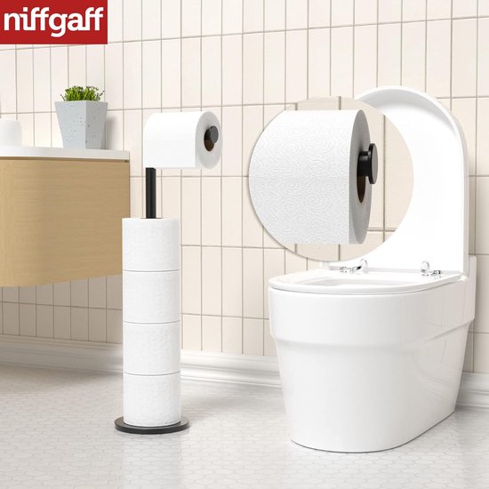 roestvrijstalen toiletpapierhouder, staand, zonder boren, voor toilet, waterdichte toiletpapierhouder, staand houden 5 rollen