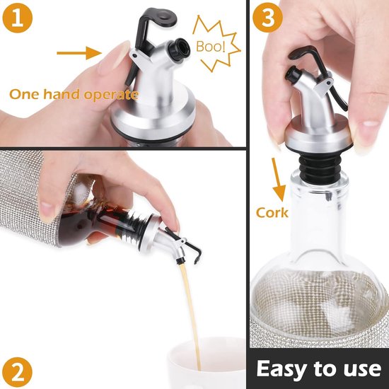 10 stuks schenkers voor olieflessen, flessenschenkers met klep, roestvrijstalen olieschenkers, sterke drankschenkers voor flessen, wijn, schenkolie, lekvrije wijnschenkers voor keuken en bar