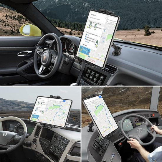 Tablethouder voor het dashboard, keukenwandhouder voor iPad/iPad Mini, Samsung Galaxy, smartphones en tablets, 4,7-13,5 inch, verstelbare tabletstandaard voor keuken, slaapkamer, badkamer, auto