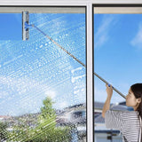 Lange ruitenwisser-wisserset 27 cm, telescopische ruitensproeier met verlengstang en rubberen lip, verstelbare reinigingsset ruitenreiniger voor raam/douche/auto (167 cm)