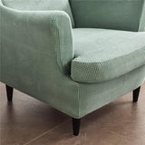 2-delige hoes voor oorfauteuils, fauteuils, fauteuils, effen, jacquard, verdikt, beschermhoes, overtrek, fauteuilhoes, strandmon tijger, stoelhoes met armleuning, hoge rugleuning (matcha-groen)