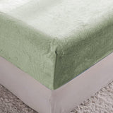 Winter hoeslaken, 90 x 200 cm, groen pluizig warm fluwelen laken, teddy pluche hoeslaken geschikt voor 30 cm matras
