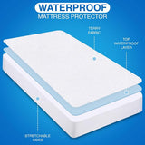 Waterdichte badstof matrasbeschermer, 80 x 190 x 30 cm, premium Fottee matrashoes, 200 g/m², ademend, elastiek rondom