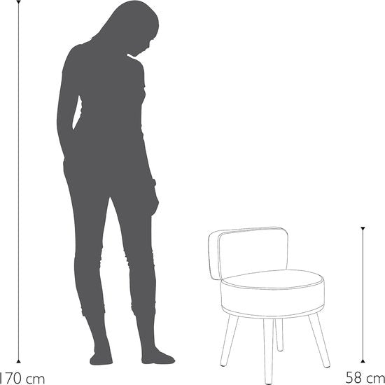 gestoffeerde stoel, Scandinavische stoel, comfortabele stoel met hoge rugleuning, zachte schuimbekleding, voor woonkamer en leeshoek, houten poten, 44 x 58 cm, 4 kg, taupe