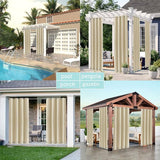 Buitengordijn weerbestendig met oogjes aan de boven- en onderkant (veel hoogtes en breedtes om uit te kiezen), waterdicht privacyscherm, terraszonwering voor balkon, veranda, pergola, tuinprieel, beige
