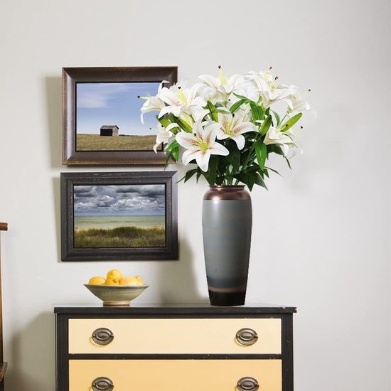 60cm kunstmatige lelie 8 bloeiende bloemhoofdjes 4 knoppen 3D-printen kunstmatige tijgerleliebloemen voor bruiloft thuis hotel kantoordecoratie (gradiënt champagne