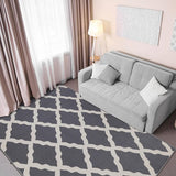 Glamour Collectie Vloerkleed met rubberen achterkant en elegant rasterontwerp, 100 x 150 cm, grijs.