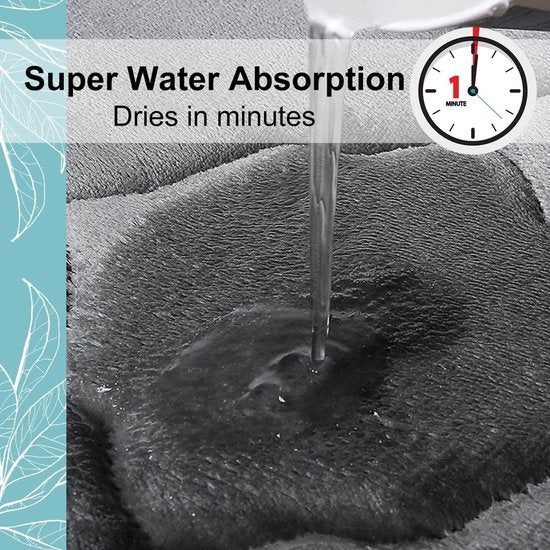 Traagschuim badkamertapijt, antislip, zachte badmat, absorberend, wasbaar, onderhoudsvriendelijke douchemat, 40 x 60 cm, grijs