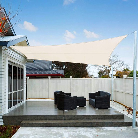 SHADE Zonnezel, waterdicht, haaks, 2,5 x 3 m, doekbestendig, zonering, PES polyester met UV-bescherming voor terras, balkon, tuincrème