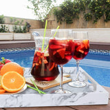 Dienblad van PU-leer, modern, elegant, rechthoekig, decoratief dienblad met metalen handvat, grote capaciteit, lederen serveerplaat voor eten, dranken, sieraden, sleutels, woonkamer, keuken, ijdelheid (wit marmer)