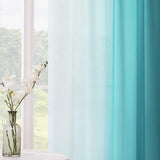 Gordijnen met plooiband transparante gordijnen voor woonkamer set van 2, 260x140cm blauw groen