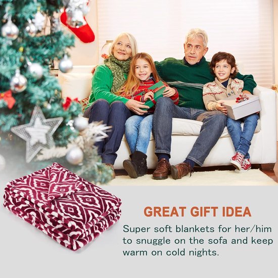 Marokkaanse lotusblauwe fleece deken voor bank, licht, zacht, gezellig loungedeken voor alle seizoenen.