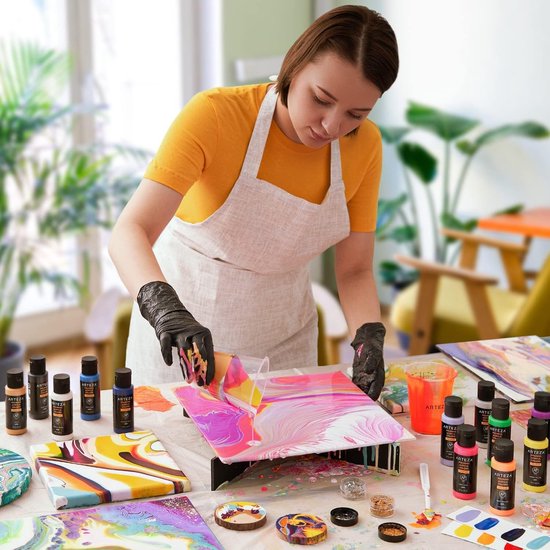 Schilderkarton, canvas 20 x 20 cm, verpakking van 14 stuks, canvas met witte primer, vierkant 100% katoen, voor schilderen, acrylgieten, olieverf en natte kunstmedia, schilderkarton voor professionals en hobbyschilders