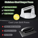 Burgerpers 5,5 inch ronde Smash Burger Smasher roestvrij stalen hamburgerpers roestvrij staal hamburgerbel Patty Hamburgerpers grillaccessoires grillpers voor platte topgrill, eenvoudige