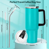 Thermomok met rietje Drinkbeker met deksel en handvat 1,1 L Coffee to Go Vacuüm geïsoleerde autobeker met lekvrij deksel Stroborstels BPA-vrije cadeaus Dames Heren