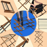 Staande droger van hout - inklapbaar torenwasrek met 11 stalen staven en 7 m² droogoppervlak - ecologisch wasrek, ruimtebesparende droger (97 cm hoog)