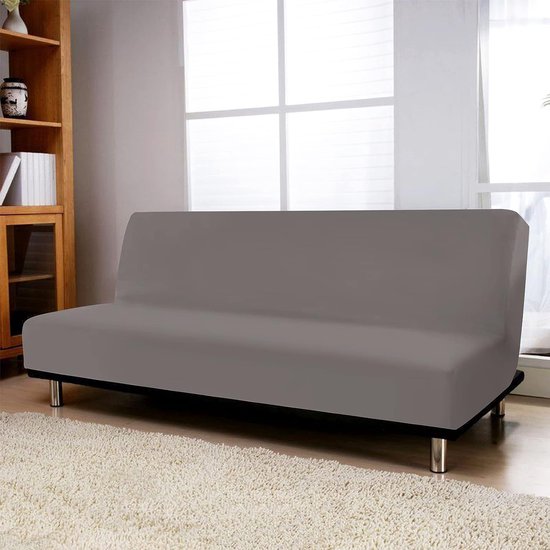 Bankhoes zonder armleuningen, 3-zits, elastisch, zonder mouwen, wasbaar, bankovertrek, hoes voor Clic Clac, zonder armleuningen, grijs