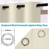 Buitengordijnen, waterdicht verduisteringsgordijn met oogjes, buitengordijnen met UV-bescherming, winddicht, ondoorzichtig voor paviljoen, balkon, tuin, terras (beige, set van 2 / 132 x 213 cm)