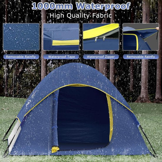 Kampeertent, Koepeltent voor 2 personen, Familietent voor kamperen en picknick, Tenten waterdicht en winddicht, Pop-up tent voor rust in de achtertuin, Outdoor vrijetijdsactiviteiten en bijeenkomsten