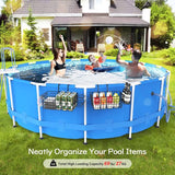 Zwembadmand, metalen zwembadmand, bekerhouder, handdoek, opbergrek, groot hangend zwembadaccessoire-organizer, opbergdoos met dik rooster, 2 stuks