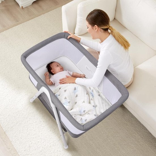 Babybed/wiegwieg/reisbed/babybedje/babywieg/babywiegwieg, eenvoudig draagbaar wiegje, verstelbaar draagbaar bed voor baby's/pasgeborenen (grijs)