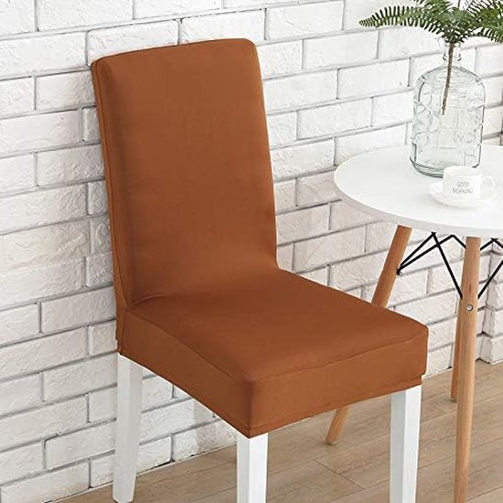 Stoelhoezen, set van 6 stoelhoezen, elastische hoezen voor stoelen, schommelstoelen, stretch stoelhoezen voor eetkamer, stoel, bruiloft, feesten, banket (bruin)