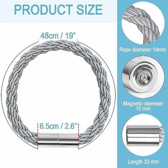 Magnetische gordijngordijngordijnhouders voor gordijnen, vouwhouders, touw, achterwaartse gordijnbinders, gordijnhouder, decoratie, woning, moderne gordijnclips voor huis, café, kantoor, 4 stuks (zilver)