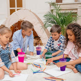 beker, beker, drinkbeker met rietje en deksel, 350 ml, kleurwisselbeker, herbruikbare plastic beker, kinderbeker, beker, reisbeker, tumbler ijskoffie, koud drinken, smoothie, sap, 7 stuks