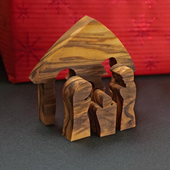 Olijfhout Kerstdecoratie Kerststal Puzzel Tafeldecoratie van 6,50 x 6 cm Olive wood Christmas decoration Nativity Puzzle Table decoration of 6.50 x 6 cm