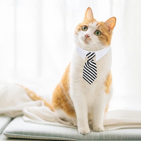 4 stuks huisdierstropdas verstelbare huisdieren hond kat stropdas formele huisdier stropdas strepen mode halsband kostuum stropdas kraag voor kleine honden en katten (4 kleuren, S)