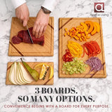 Chorus Houten Snijplank (Set van 3) - Luxe Bamboe Houten Plank Keuken Snijplank Keuken Snijplanken Met Sapgroef Voor Vlees, Groenten, Kaas - Houten Keukenplanken In Verschillende