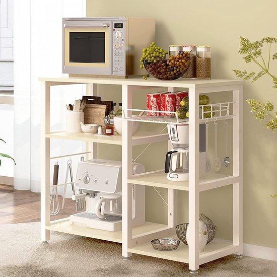 bakkerijrek, keukenplank, staande plank, bakker, plank, magnetronhouder, multifunctioneel keukenopbergrek met 3 planken.