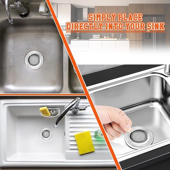 4 stuks roestvrijstalen afvoerzeef, gootsteen, gootsteen, keukenspoelbakzeef, kleine afvoerzeef, gootsteen, roestvrijstalen zeef voor keuken, wastafel, zeef, douche, badkuip, verkrijgbaar