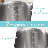 maatbeker van roestvrij staal, 700 ml, 3 maat kommen, inclusief cup kom, ML kom, OZ kom, vernieuwde maatbeker, melkkannetje met markering met handgreep, maatkan melkkancher